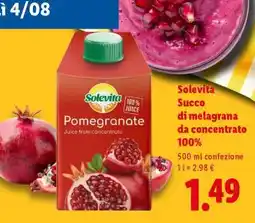 Lidl Solevita Succo di melagrana da concentrato 100% offerta