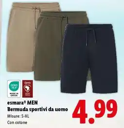 Lidl esMara MEN Bermuda sportivi da uomo offerta