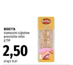 Famila BERETTA tramezzini s/glutine prosciutto cotto offerta