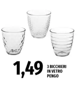Famila 3 Bicchieri in Vetro Pengo offerta