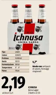 Famila ICHNUSA birra Lager offerta