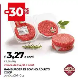 Coop HAMBURGER DI BOVINO ADULTO COOP offerta