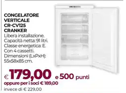 Coop CONGELATORE VERTICALE CR-CV125 CRANKER offerta