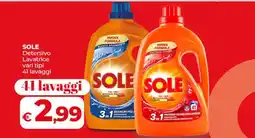Coop SOLE Detersivo Lavatrice vari tipi offerta