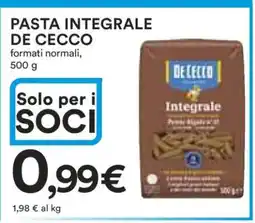 Coop Pasta Integrale De Cecco offerta