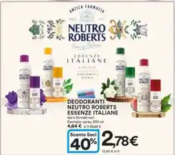 Coop DEODORANTI NEUTRO ROBERTS ESSENZE ITALIANE offerta
