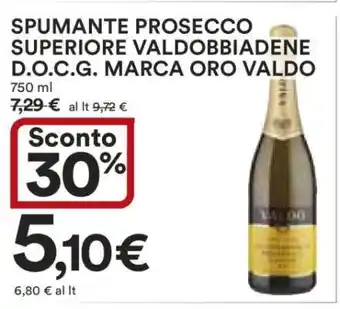 Coop Spumante Prosecco Superiore Valdobbiadene D.O.C.G. Marca Oro Valdo offerta