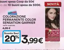 Coop COLORAZIONE PERMANENTE COLOR SENSATION GARNIER offerta