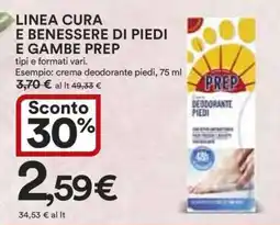Coop LINEA CURA E BENESSERE DI PIEDI E GAMBE PREP offerta