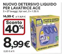 Coop Nuovo Detersivo Liquido per Lavatrice ACE offerta