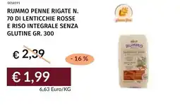Prezzemolo e Vitale Rummo penne rigate n. 70 di lenticchie rosse e riso integrale senza glutine offerta