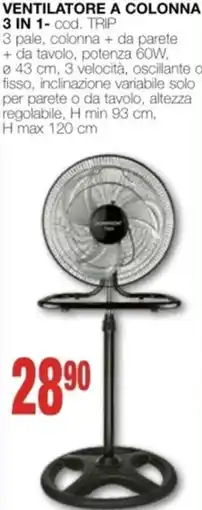 Mondo Brico JOHNSON Ventilatore a colonna 3 in 1 offerta