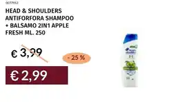 Prezzemolo e Vitale Head & shoulders antiforfora shampoo + balsamo 2in1 apple fresh offerta