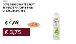 Prezzemolo e Vitale Dove deodorante spray te verde matcha e fiori di sakura offerta