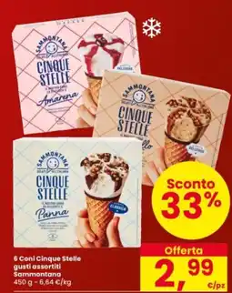 Interspar 6 Coni Cinque Stelle gusti assortiti Sammontana offerta