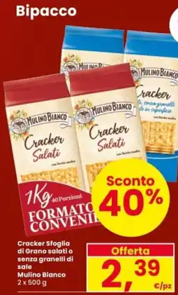 Interspar Cracker Sfoglia di Grano salati o senza granelli di sale Mulino Bianco offerta