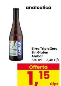 Interspar Birra Triple Zero Sin Gluten Ambar offerta
