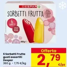Interspar 6 Sorbetti Frutta gusti assortiti Despar offerta