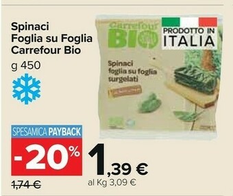 Carrefour Market Carrefour - spinaci foglia su foglia surgelati bio offerta