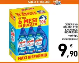 Spazio Conad DETERSIVO LIQUIDO PER LAVATRICE BIOPRESTO offerta