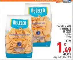 Conad PASTA DI SEMOLA LE SPECIALITÀ DE CECCO offerta