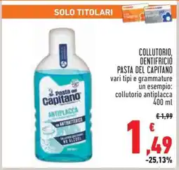 Conad Collutorio, Dentifricio Pasta del Capitano offerta