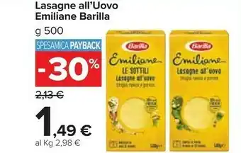Carrefour Market Emiliane le sottili lasagne all'uovo 500 g(ml) offerta