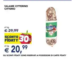 Esselunga Salame Citterino Citterio offerta