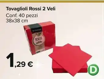 Carrefour Market Tovaglioli rossi 2 veli 38x38 cm 40 pezzi offerta