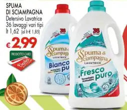 Despar SPUMA DI SCIAMPAGNA Detersivo Lavatrice 36 lavaggi vari tipi offerta