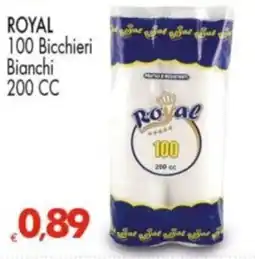 Despar ROYAL 100 Bicchieri Bianchi 200 CC offerta