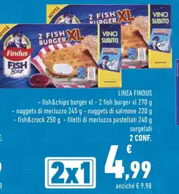 Conad Linea FINDUS fish&chips burger xl - 2 fish burger xl offerta