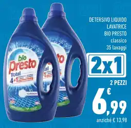 Conad Detersivo liquido lavatrice bio presto classico 35 lavaggi 2 pezzi offerta