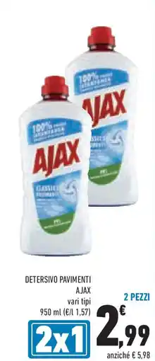 Conad Detersivo pavimenti AJAX vari tipi 2 pezzi offerta