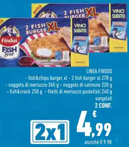 Conad Superstore LINEA FINDUS -fish&chips burger xl - 2 fish burger xl offerta