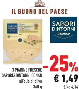 Conad 3 piadine fresche SAPORI&DINTORNI CONAD offerta