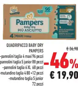 Conad Quadripacco baby dry PAMPERS offerta