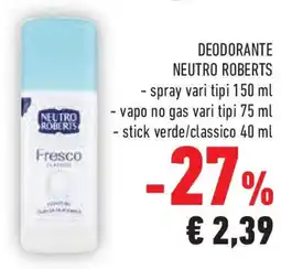 Conad Deodorante NEUTRO ROBERTS offerta