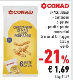 Conad Croccantini di mais al gusto formaggio CONAD offerta