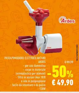 Conad Superstore PASSAPOMODORO ELETTRICO AR7480 ARDES offerta