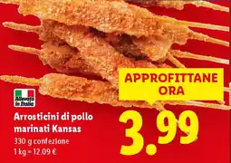 Lidl Arrosticini di pollo marinati Kansas offerta