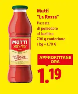 Lidl Mutti "La Rossa" Passata di pomodoro al basilico offerta