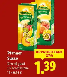 Lidl Pfanner Succo offerta