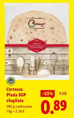 Lidl Certossa Piada IGP sfogliata offerta