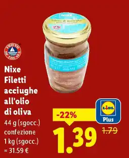 Lidl Nixe Filetti acciughe all'olio di oliva offerta