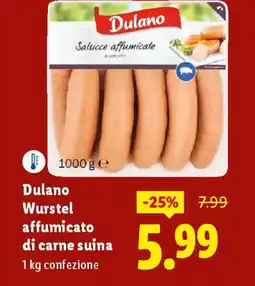 Lidl Dulano Wurstel affumicato di carne suina offerta