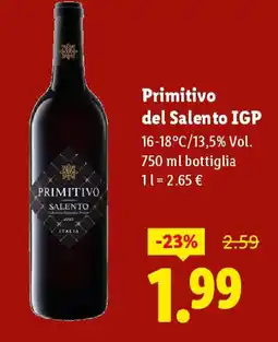 Lidl Primitivo del Salento IGP offerta