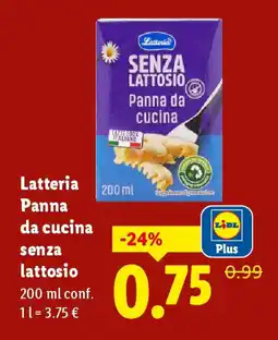 Lidl Latteria Panna da cucina senza lattosio offerta
