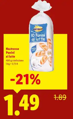 Lidl Nastrecce Panini al latte offerta
