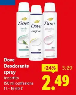 Lidl Dove Deodorante spray offerta